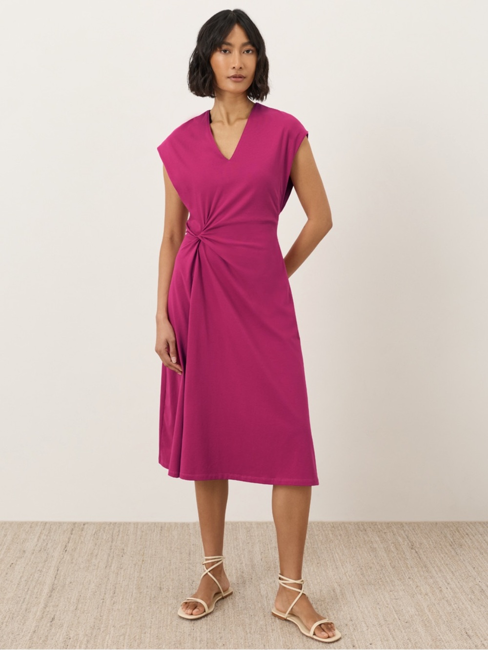 Organic Cotton Jersey V-Neck Twist Dress